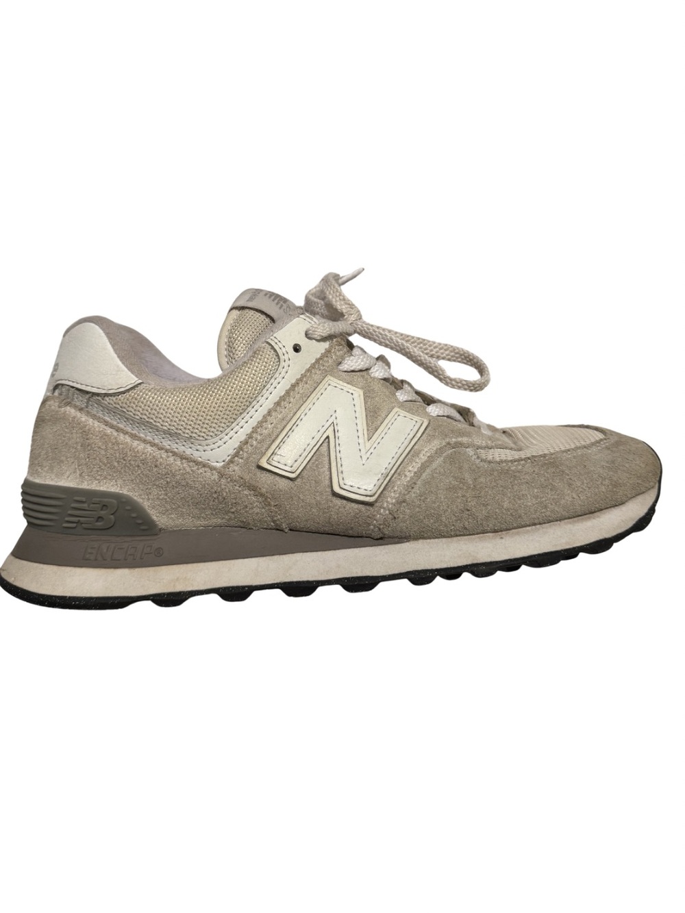 New Balance Grey & White Suede Mesh Sneakers - Picture 3 of 5